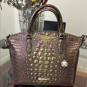 Brahmin Duxbury Satchel Green Leather Handbag Purse Crossbody Shoulder NWT